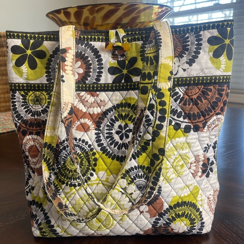 Vera Bradley Green and Brown Abstract Tote Bag - Picture 9 of 9